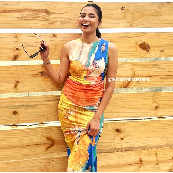 ZARA Open Back Midi Dress NWT - Picture 9 of 16